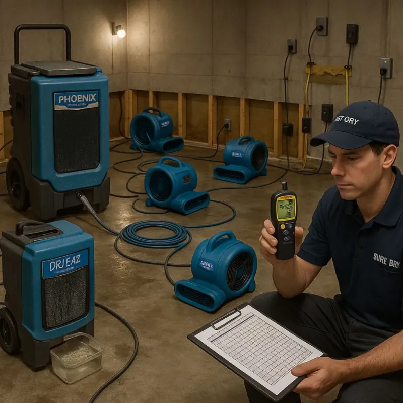 Structural Drying and Dehumidification process in Sleepy Hollow, CA